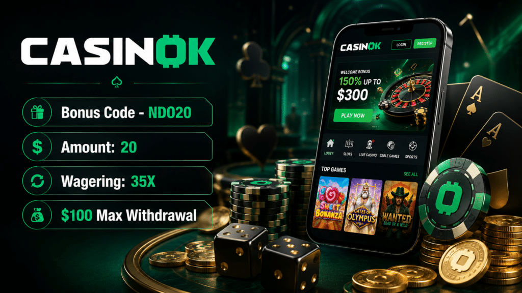 CASINOK NDO20 nodeposit bonus code